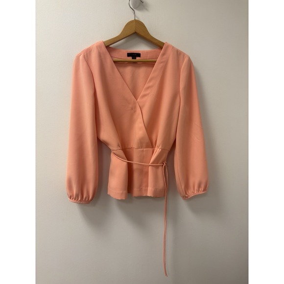 The Unbranded Brand Tops - J. Crew Peach Faux Wrap Blouse w/Tie Size 12P Spring Office Careerwear Business